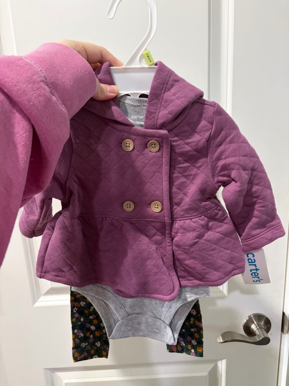 Carter's Quilted Hooded Peplum Jacket - Plum Pink